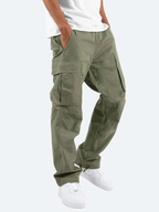 heren cargo broek met elastische taille in legergroen