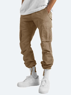 heren cargo broek met elastische taille in khaki