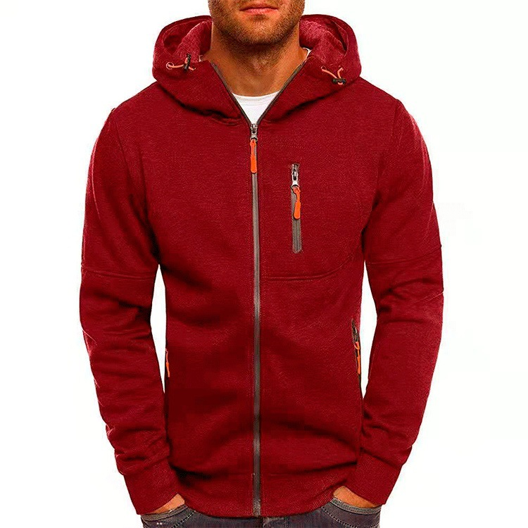 heren zip hoodie met rits en capuchon in rood