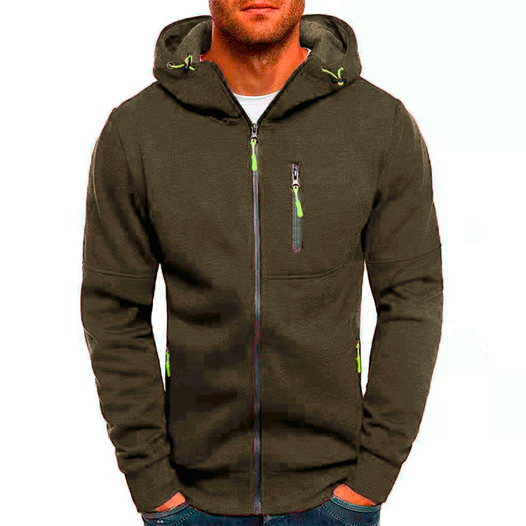 heren zip hoodie met rits en capuchon in groen