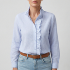 Refined Dames Blouse Met Ruches En Staande Kraag