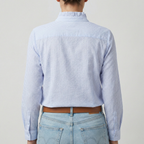 Refined Dames Blouse Met Ruches En Staande Kraag