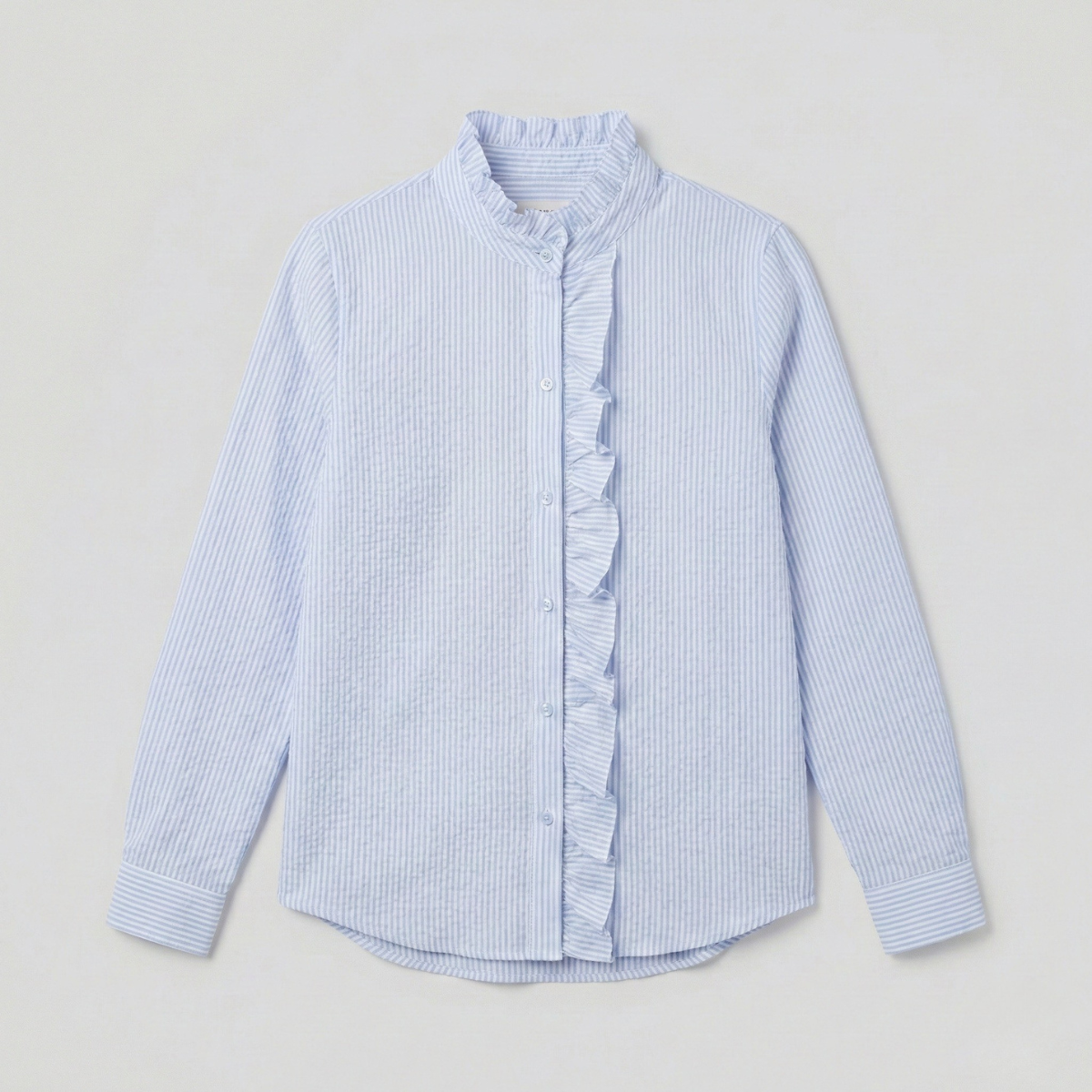 Refined Dames Blouse Met Ruches En Staande Kraag