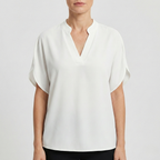 Refined Dames Blouse Met V-hals En Korte Mouwen