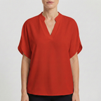 Refined Dames Blouse Met V-hals En Korte Mouwen