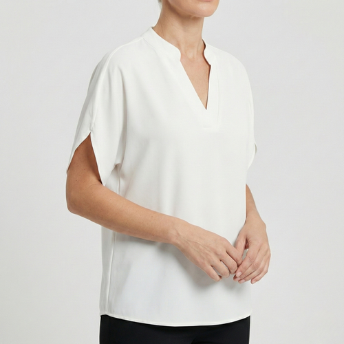 Refined Dames Blouse Met V-hals En Korte Mouwen