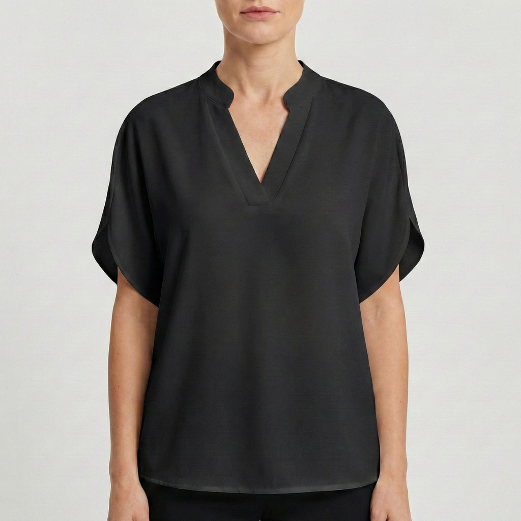 Refined Dames Blouse Met V-hals En Korte Mouwen