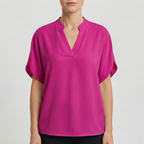 Refined Dames Blouse Met V-hals En Korte Mouwen
