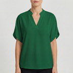 Refined Dames Blouse Met V-hals En Korte Mouwen
