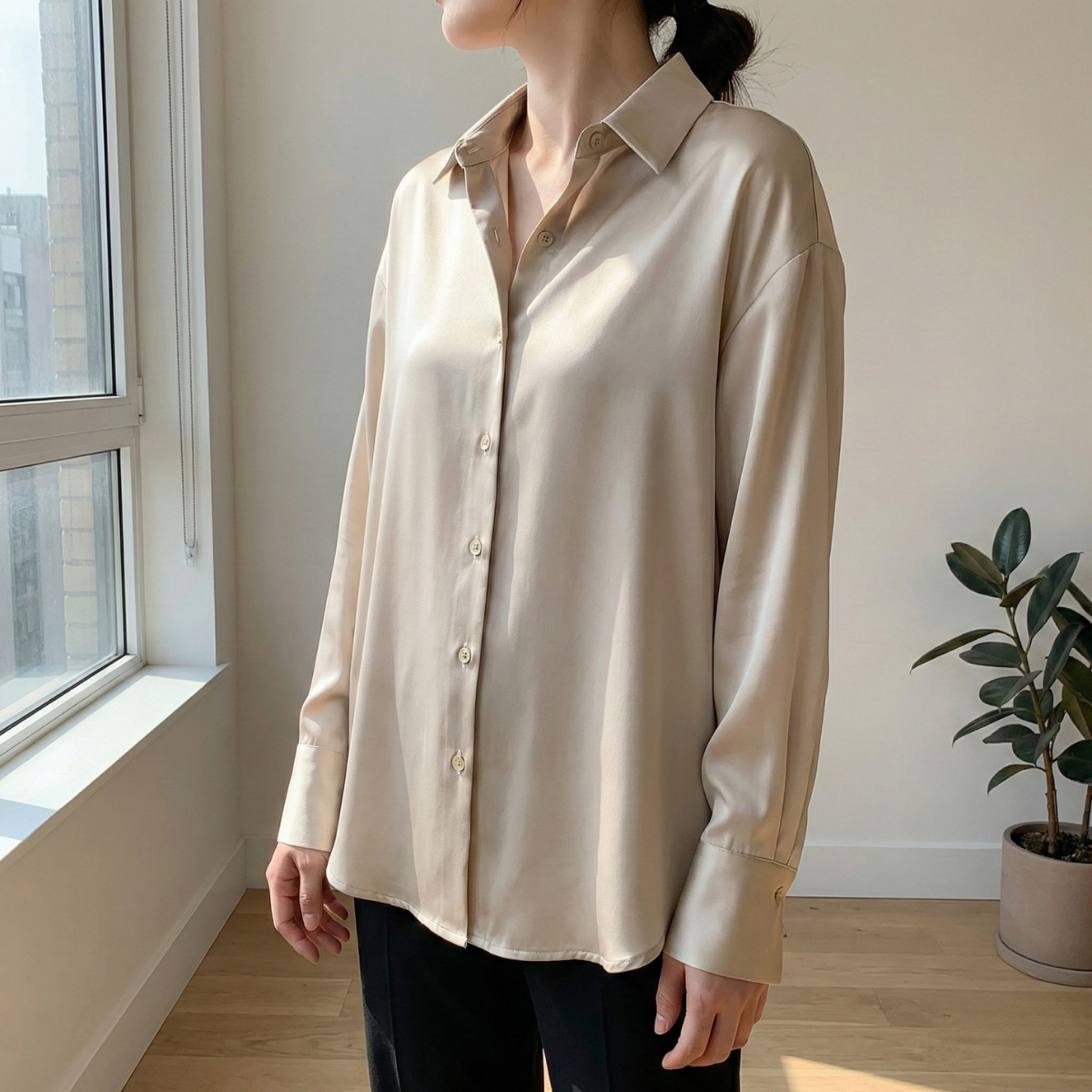 Refined Dames Relaxed Fit Glanzende Blouse