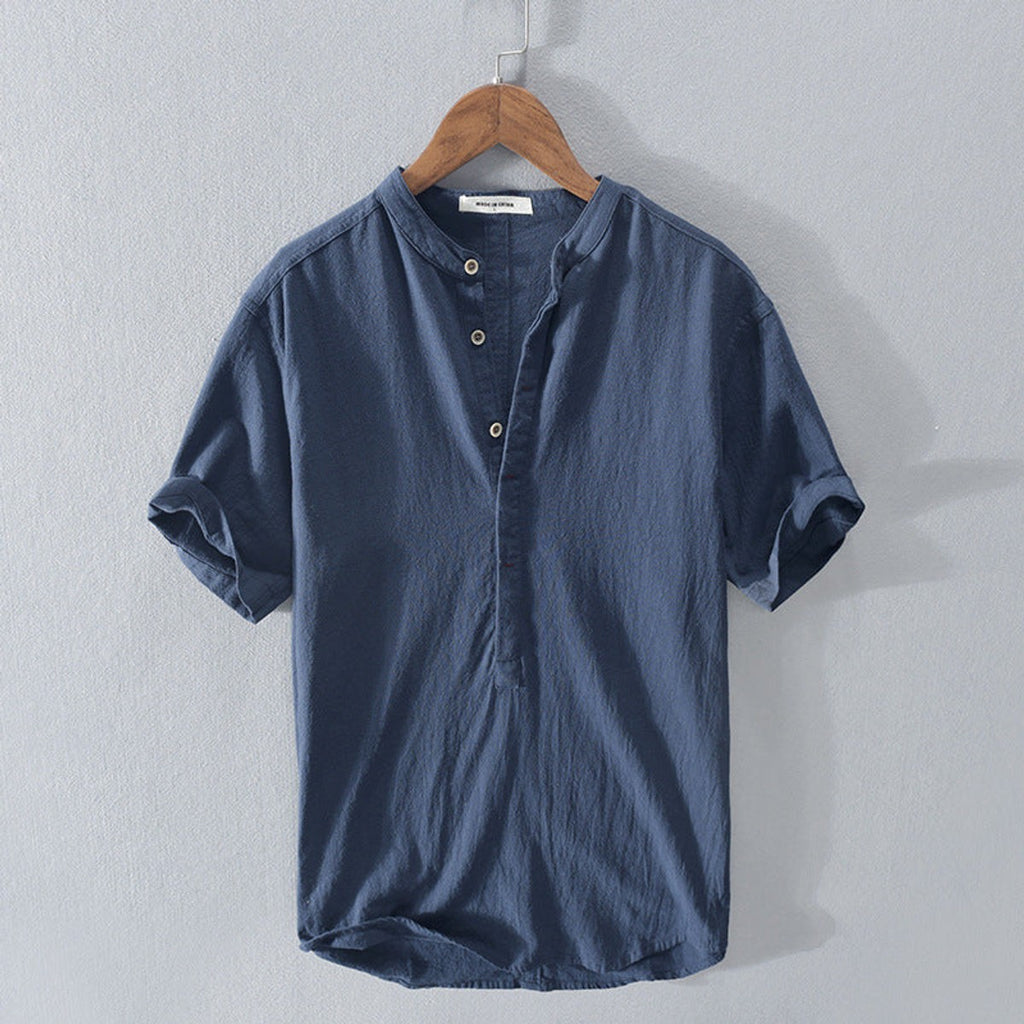casual overhemd heren zomer in donkerblauw voor heren