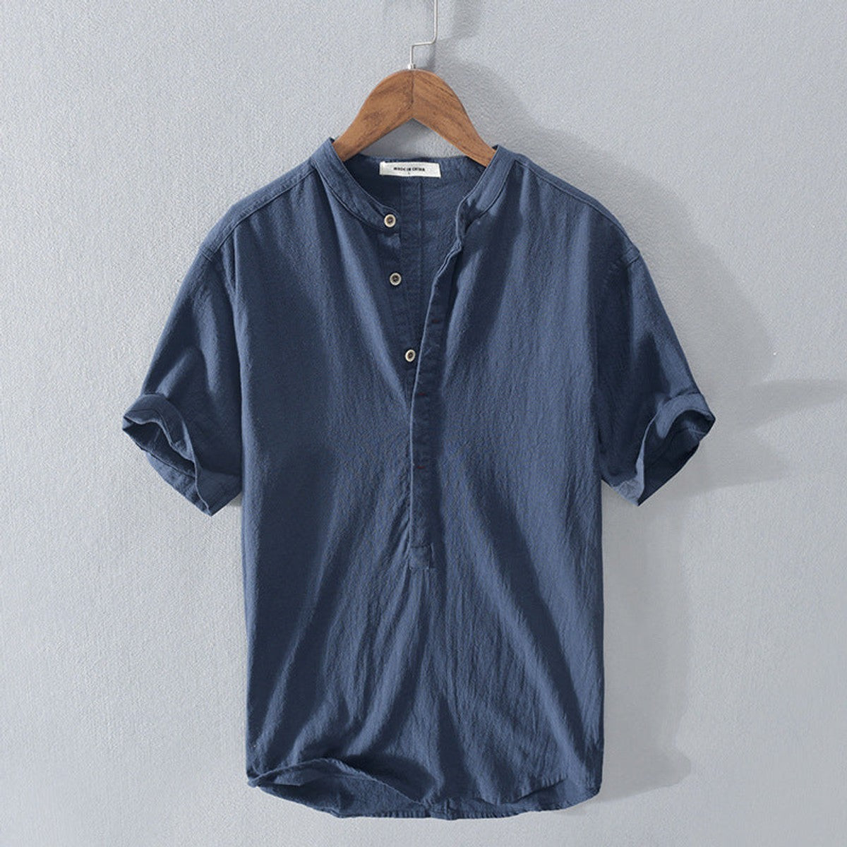 casual overhemd heren zomer in donkerblauw voor heren