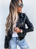 dames biker jacket met schuine rits