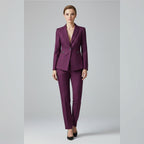 dames blazer set met rechte broek in paars