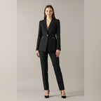 dames blazer set met rechte broek in zwart