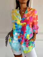 dames blouse lange mouw met grafische print in meerkleurig 3