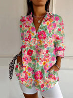 dames blouse lange mouw met grafische print in meerkleurig 4
