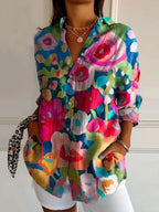 dames blouse lange mouw met grafische print in meerkleurig 2