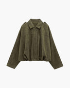 dames bomber jacket met kraag in groen