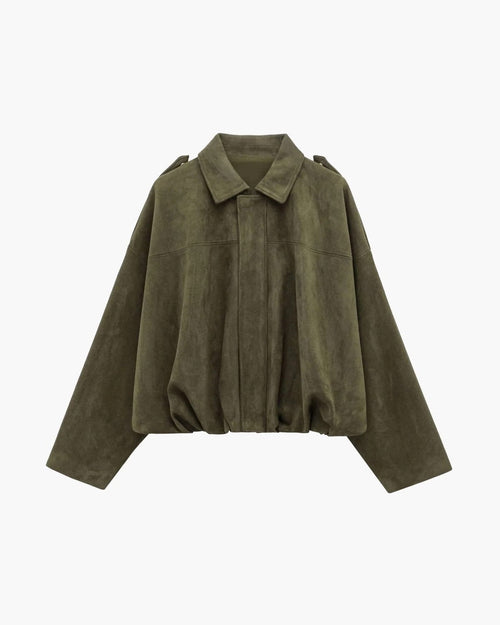 dames bomber jacket met kraag in groen