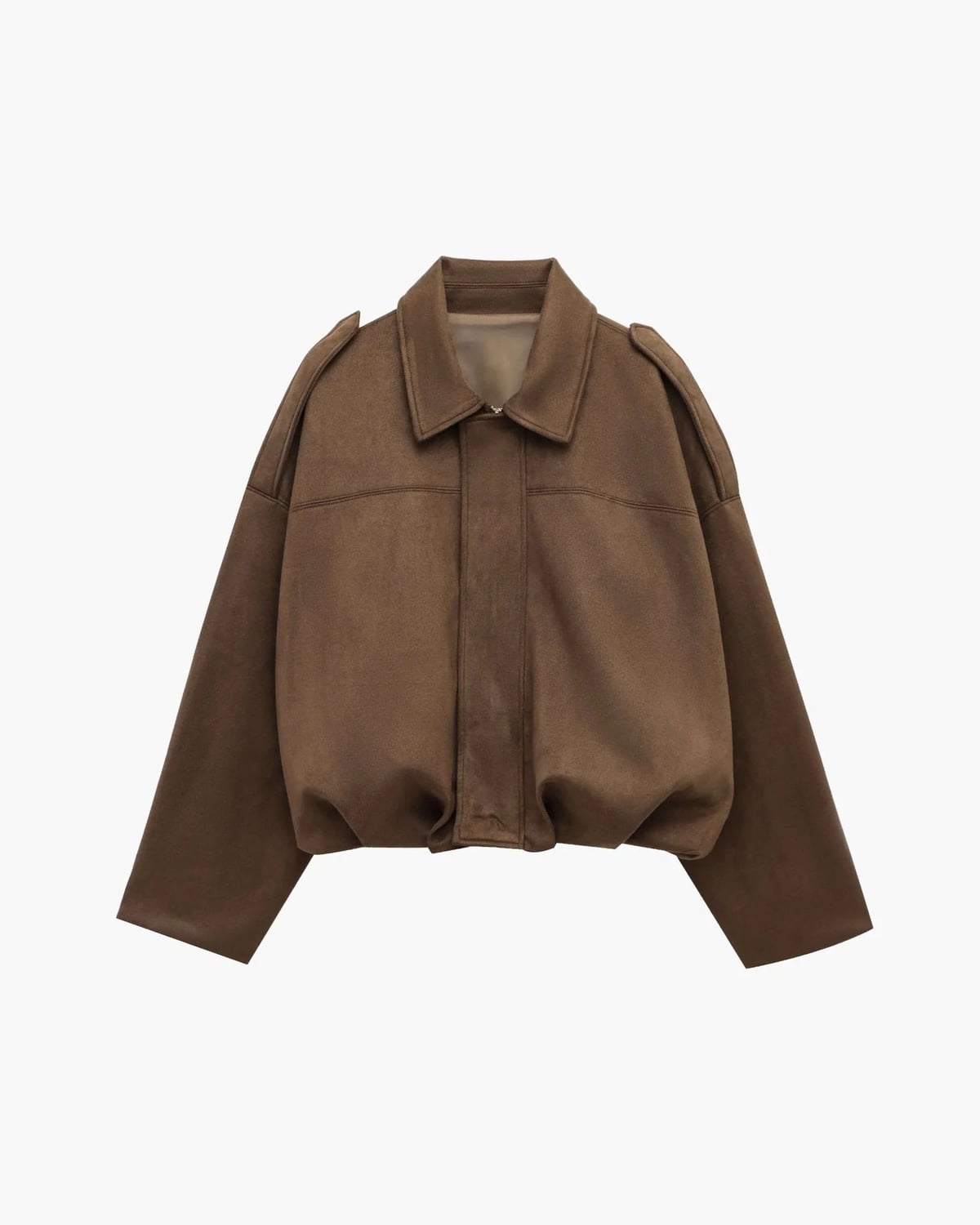 dames bomber jacket met kraag in bruin