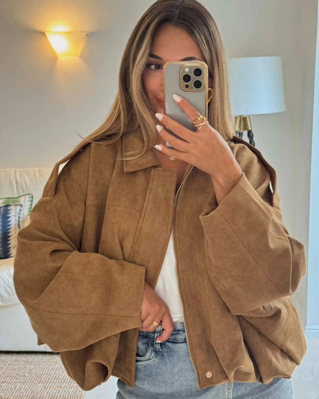 dames bomber jacket met kraag
