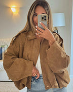 dames bomber jacket met kraag