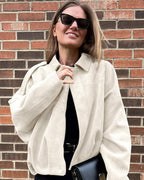 dames bomber jacket met kraag