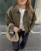 dames bomber jacket met kraag