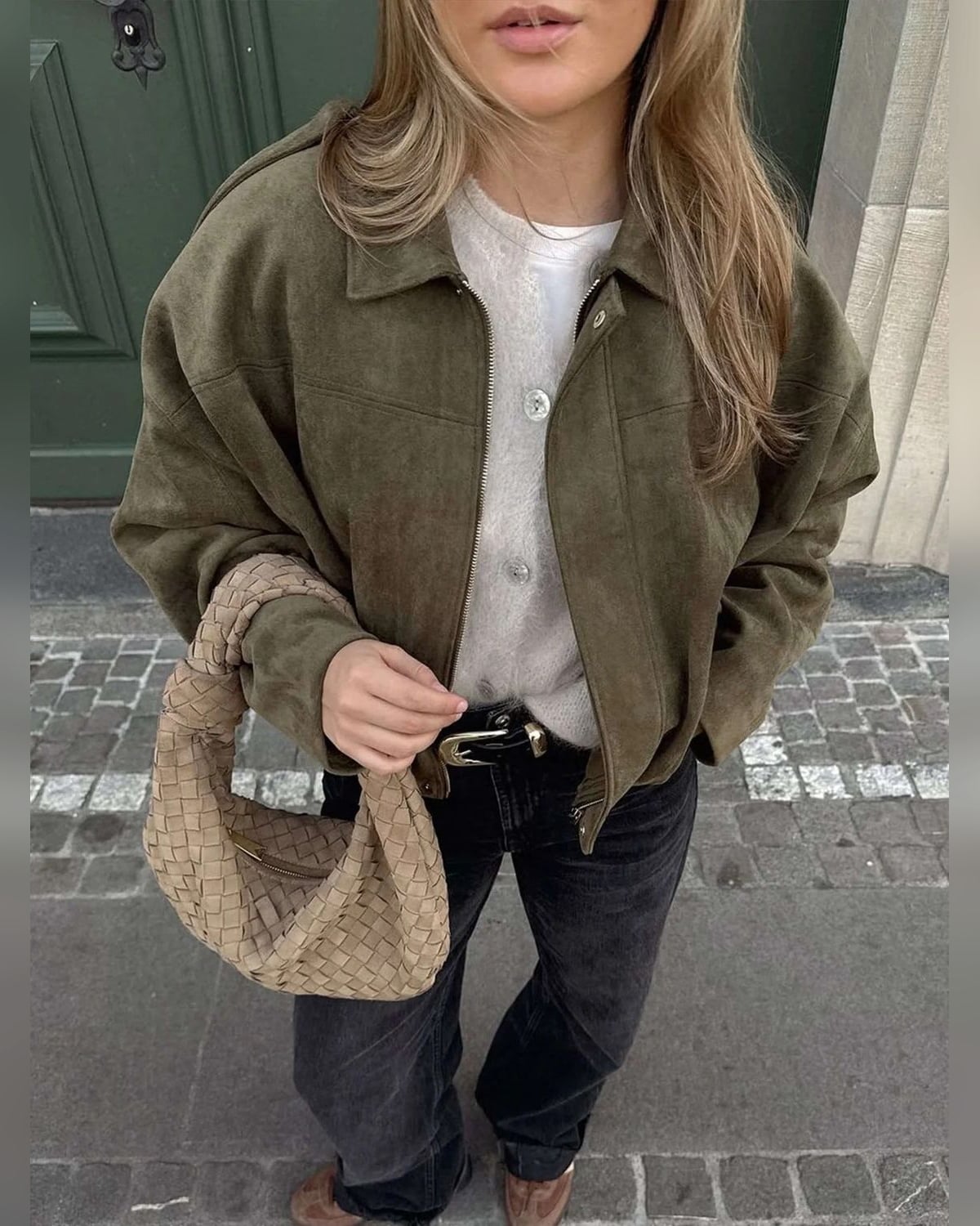 dames bomber jacket met kraag