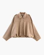 dames bomber jacket met kraag in khaki