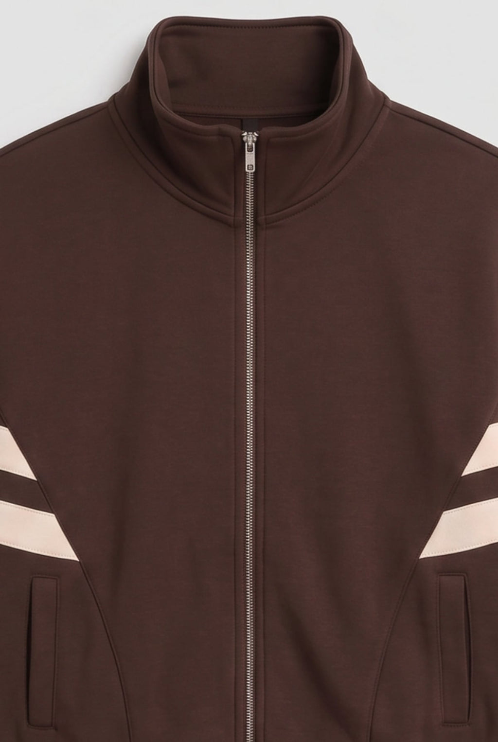 dames cropped trainingsjack met rits in bruin