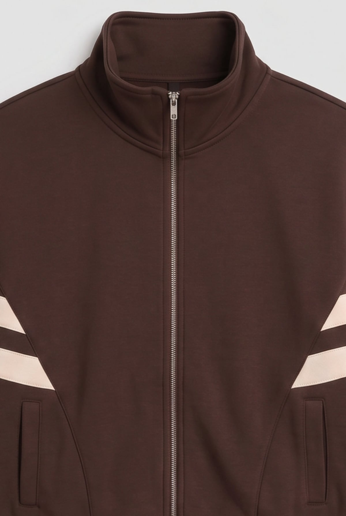dames cropped trainingsjack met rits in bruin