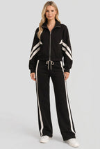 dames cropped trainingsjack met rits in zwart