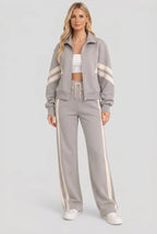 dames cropped trainingsjack met rits in grijs