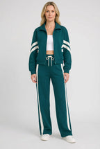 dames cropped trainingsjack met rits in groen