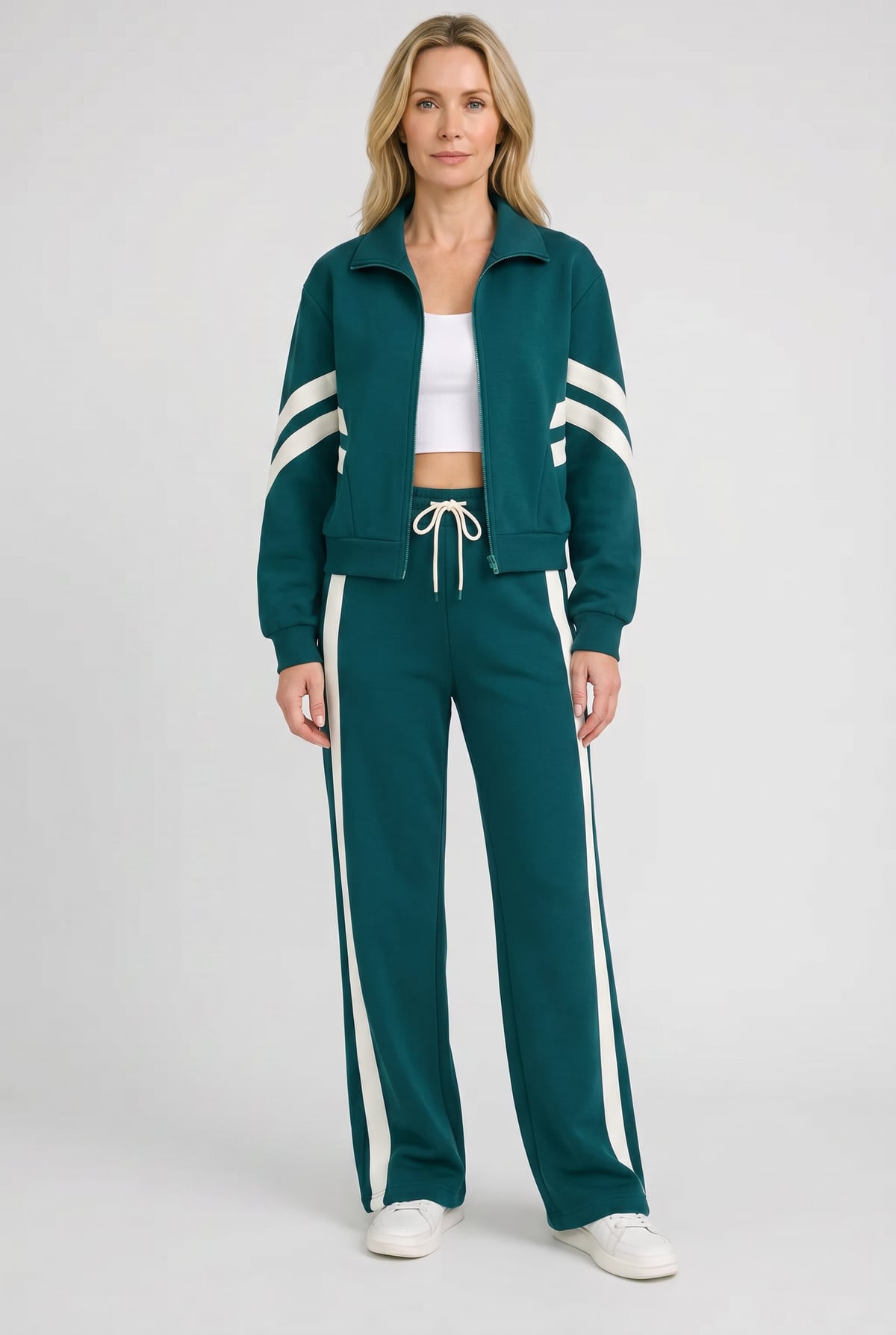 dames cropped trainingsjack met rits in groen
