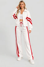 dames cropped trainingsjack met rits in wit