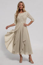 dames geborduurd flared midi jurk in khaki