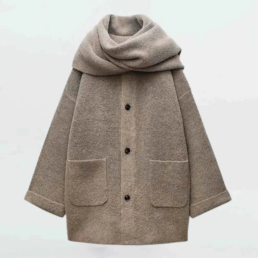dames gebreid vest met capuchon en knoopsluiting in khaki
