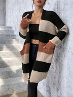 dames gebreid vest met colorblock