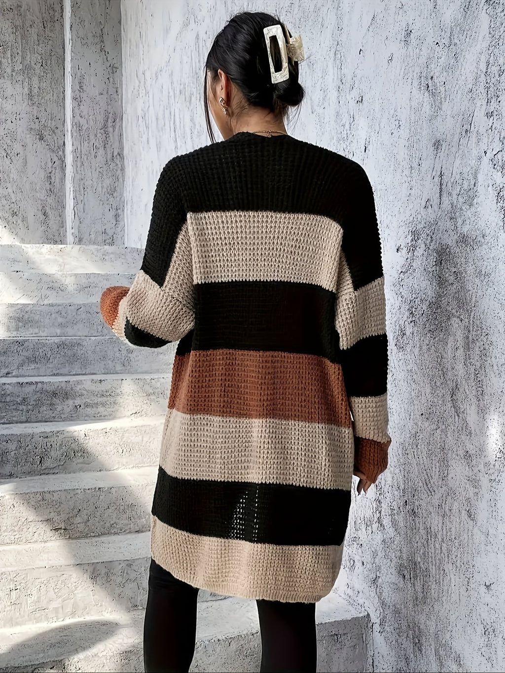 dames gebreid vest met colorblock