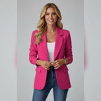 dames getailleerde blazer met revers in roze