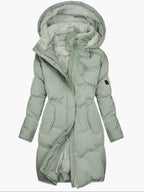 dames gevoerde jas met capuchon groen
