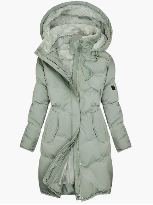 dames gevoerde jas met capuchon groen