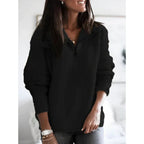 dames halfzip trui met hoge hals in zwart