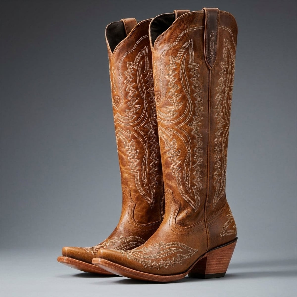 dames hoge cowboylaarzen met blokhak in bruin