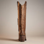 dames hoge cowboylaarzen met blokhak in chocoladebruin