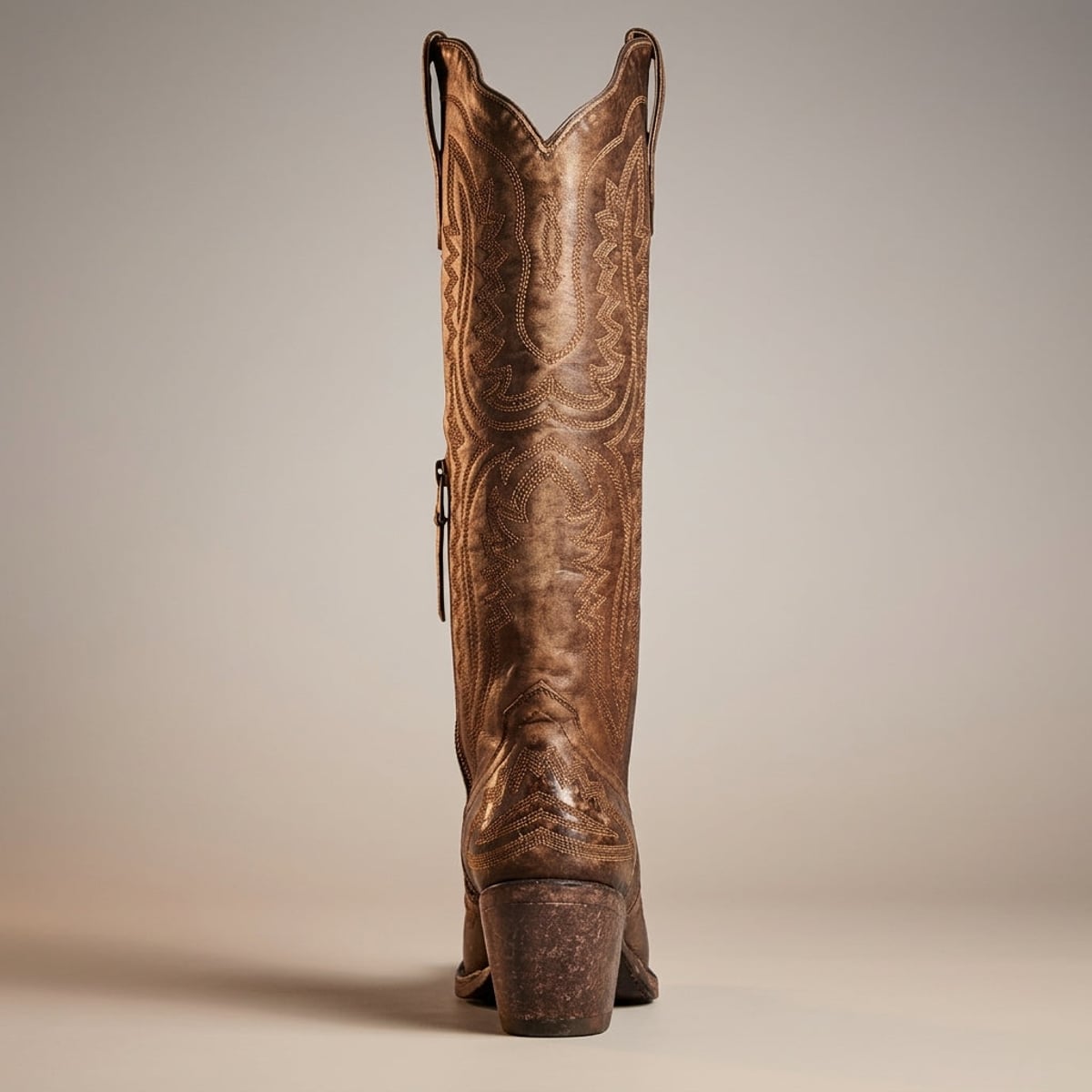 dames hoge cowboylaarzen met blokhak in chocoladebruin