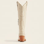 dames hoge cowboylaarzen met blokhak in wit